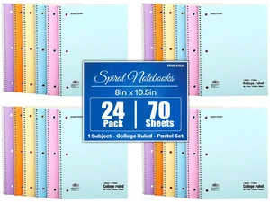 Spiral Notebooks Set - Pastel Colors, College Ruled, Journals for School, Work, Business, Aesthetic Stationery, Writing Pad, Teacher & Student Supplies, 70 Sheets Each, 24-Pack Spiral Notebooks Set - Pastel Colors, College Ruled, Journals for School, Work, Business, Aesthetic Stationery, Writing Pad, Teacher & Student Supplies, 70 Sheets Each, 24-Pack