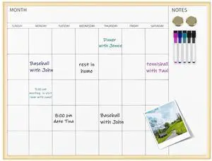 Monthly Calendar Whiteboard, 30" x 20" Gold Wooden Frame Magnetic Dry Erase Calendar with 2 Magnets & 5 Whiteboard Pens, Monthly Calendar Whiteboard for Office School Home Monthly Calendar Whiteboard, 30" x 20" Gold Wooden Frame Magnetic Dry Erase Calendar with 2 Magnets & 5 Whiteboard Pens, Monthly Calendar Whiteboard for Office School Home