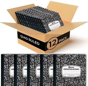 12 Pack Graph Paper Composition Notebook, 4x4 Grid, 100 Sheets Graph Composition Notebook, 200 Pages, Bulk Grid Composition Notebooks, Black Marble Hard Cover Quad Ruled Notebooks 12 Pack Graph Paper Composition Notebook, 4x4 Grid, 100 Sheets Graph Composition Notebook, 200 Pages, Bulk Grid Composition Notebooks, Black Marble Hard Cover Quad Ruled Notebooks