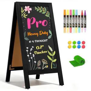 Heavy Duty A-Frame Magnetic Chalkboard 40"x20", Black 0.8" Thickened Solid Pine Wood, Sandwich Board, Sturdy Windproof Standing Sign, For Outdoor Restaurants, Cafes, Weddings Heavy Duty A-Frame Magnetic Chalkboard 40"x20", Black 0.8" Thickened Solid Pine Wood, Sandwich Board, Sturdy Windproof Standing Sign, For Outdoor Restaurants, Cafes, Weddings