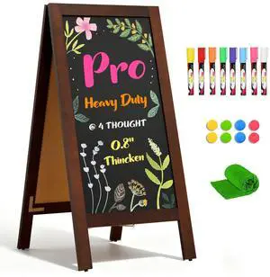 Heavy Duty A-Frame Magnetic Chalkboard 40"x20", Brown 0.8" Thickened Solid Pine Wood, Sandwich Board, Sturdy Windproof Standing Sign, For Outdoor Restaurants, Cafes, Weddings Heavy Duty A-Frame Magnetic Chalkboard 40"x20", Brown 0.8" Thickened Solid Pine Wood, Sandwich Board, Sturdy Windproof Standing Sign, For Outdoor Restaurants, Cafes, Weddings