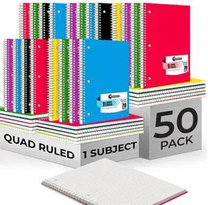 Bulk 1 Subject Spiral Notebook Graph Paper, 50 Pack, 70 Sheets Bulk 4x4 Grid Quad Ruled Spiral Notebook, 3 Hole Punched, 140 Pages, 8 x 10-1/2, Bulk Quad Ruled Graph Paper Spiral Notebooks Bulk 1 Subject Spiral Notebook Graph Paper, 50 Pack, 70 Sheets Bulk 4x4 Grid Quad Ruled Spiral Notebook, 3 Hole Punched, 140 Pages, 8 x 10-1/2, Bulk Quad Ruled Graph Paper Spiral Notebooks