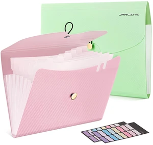7 Pockets Expanding File Folder, A4 Accordion folders, Pink & Green Accordion File Folders with 12 Labels, Portable Document Organizer for Home, College, School, and Office Supplies 7 Pockets Expanding File Folder, A4 Accordion folders, Pink & Green Accordion File Folders with 12 Labels, Portable Document Organizer for Home, College, School, and Office Supplies