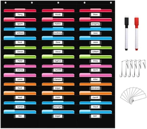 36 Pockets File Storage Pocket Chart with 36 Nametag Pockets, Hanging Wall File Organizer for Classroom and Office, Organize Your Assignments, Files, Scrapbooks, Paper (Black-36 Pockets) 36 Pockets File Storage Pocket Chart with 36 Nametag Pockets, Hanging Wall File Organizer for Classroom and Office, Organize Your Assignments, Files, Scrapbooks, Paper (Black-36 Pockets)