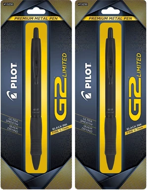 G2 Limited Refillable & Retractable Rolling Ball Gel Pen, Fine Point, Matte Black Barrel, 0.7 mm, Black Ink, Single Pen (Pack of 2) G2 Limited Refillable & Retractable Rolling Ball Gel Pen, Fine Point, Matte Black Barrel, 0.7 mm, Black Ink, Single Pen (Pack of 2)