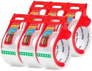 6-Pack No Noise Clear Packing Tape with Dispenser,2.7mil x 1.88" x 55Yds Heavy Duty Noiseless Packing Tape,Packaging Tape for Shipping, Industrial Grade Moving Tape for Boxes 6-Pack No Noise Clear Packing Tape with Dispenser,2.7mil x 1.88" x 55Yds Heavy Duty Noiseless Packing Tape,Packaging Tape for Shipping, Industrial Grade Moving Tape for Boxes