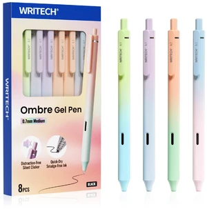 Gel Rollerball Pens 0.7mm: Silent Click Smooth Writing Quick Dry Black Ink Gradient Aesthetic Design for Journaling School Office 8 Pack Gel Rollerball Pens 0.7mm: Silent Click Smooth Writing Quick Dry Black Ink Gradient Aesthetic Design for Journaling School Office 8 Pack