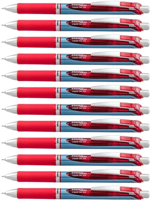 EnerGel Deluxe RTX Retractable Liquid Gel Pen, Medium Line, Needle Tip, Red Ink, Box of 12 (BLN77-B) EnerGel Deluxe RTX Retractable Liquid Gel Pen, Medium Line, Needle Tip, Red Ink, Box of 12 (BLN77-B)