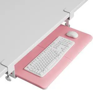 Under Desk Keyboard Tray, Pull-Out Keyboard & Mouse Platform C-Clamp Mount, Space-Saving Ergonomic Slide-Out Drawer, 31.3 in Including Clamps, 25.6 x 11.8 in Tray, Pink Under Desk Keyboard Tray, Pull-Out Keyboard & Mouse Platform C-Clamp Mount, Space-Saving Ergonomic Slide-Out Drawer, 31.3 in Including Clamps, 25.6 x 11.8 in Tray, Pink