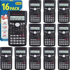 16 Pack Scientific Calculators, 2-Line Large Screen Display 240 Functions Scientific Calculators for Students, Math Algebra Fraction Calculator for High School College School 16 Pack Scientific Calculators, 2-Line Large Screen Display 240 Functions Scientific Calculators for Students, Math Algebra Fraction Calculator for High School College School
