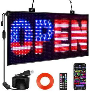 Dual Row LED Open Sign, 20"x12" Colorful Huge Bright Advertising open signs for business, Programmable Electric Scrolling Display with Remote for Business Store Bar Hotel Dual Row LED Open Sign, 20"x12" Colorful Huge Bright Advertising open signs for business, Programmable Electric Scrolling Display with Remote for Business Store Bar Hotel
