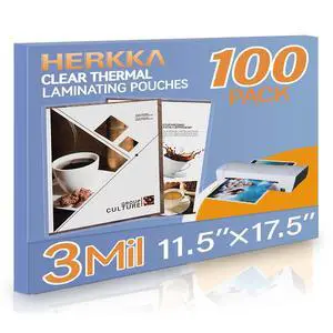 100 Pack Laminating Sheets, Hold 11 x 17 Inch Sheet, 3 Mil Clear Thermal Laminating Pouches 11.5 x 17.5 Inch Lamination Sheet Paper for Laminator, Round Corner 100 Pack Laminating Sheets, Hold 11 x 17 Inch Sheet, 3 Mil Clear Thermal Laminating Pouches 11.5 x 17.5 Inch Lamination Sheet Paper for Laminator, Round Corner
