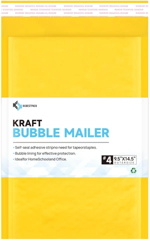 Kraft Paper Bubble Mailers #4, 9.5x14.5 Inch Self-Seal Padded Mailing Envelopes, Usable Size 9.5x13.5, Pack of 100 Kraft Paper Bubble Mailers #4, 9.5x14.5 Inch Self-Seal Padded Mailing Envelopes, Usable Size 9.5x13.5, Pack of 100