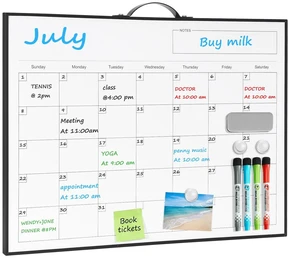 White Board Calendar - 12 X 16 Inches Magnetic Dry Erase Board Monthly Calendar, Double Sided Whiteboard with a Handle, to Do List Notepad for Office, Home, School, Black Aluminum Frame White Board Calendar - 12 X 16 Inches Magnetic Dry Erase Board Monthly Calendar, Double Sided Whiteboard with a Handle, to Do List Notepad for Office, Home, School, Black Aluminum Frame