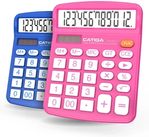 Desktop Calculator, 12 Digit Large LCD Display, Dual Power, Sensitive Big Button, Standard Function Calculators for Office, School and Business, CD-2786 2 Pack, Blue & Pink Desktop Calculator, 12 Digit Large LCD Display, Dual Power, Sensitive Big Button, Standard Function Calculators for Office, School and Business, CD-2786 2 Pack, Blue & Pink