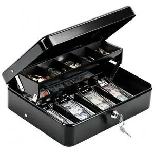 Cash Box with Money Tray and Key Lock, 1mm Thick Metal Cash Drawer Portable Cold-rolled Steel Money Box, Windproof Bill clips & Auto-Pop Coin Tray for Garage Sales & Small businesses, 11.8" Cash Box with Money Tray and Key Lock, 1mm Thick Metal Cash Drawer Portable Cold-rolled Steel Money Box, Windproof Bill clips & Auto-Pop Coin Tray for Garage Sales & Small businesses, 11.8"