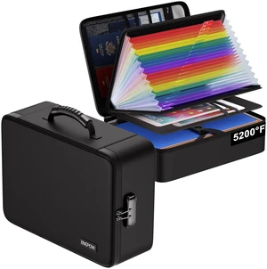 5200 Fireproof Document Box with 25 Pockets Accordion File Folder Heat Insulated Water Resistant File Organizer Box with Lock,Soft Case,Home Travel Safe Storage for Important Document,Black 5200 Fireproof Document Box with 25 Pockets Accordion File Folder Heat Insulated Water Resistant File Organizer Box with Lock,Soft Case,Home Travel Safe Storage for Important Document,Black