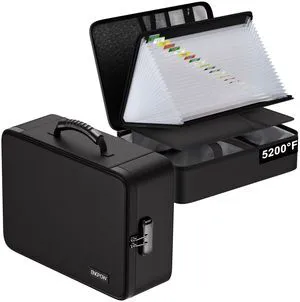 Fireproof Document Box with Lock,5200 Multi-Layer File Organizer Soft Case,25 Pocket Accordion File Folder,Water Resistant,Storage for Important Documents,Laptop,for Home Office Travel Fireproof Document Box with Lock,5200 Multi-Layer File Organizer Soft Case,25 Pocket Accordion File Folder,Water Resistant,Storage for Important Documents,Laptop,for Home Office Travel