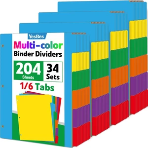 204 Pcs Colored Binder Dividers with Tabs, 1/6 Cut Tabs, Dividers for 3 Ring Binder, Blank Write On Binder Dividers in 6 Tab Sets, Letter Size, 204 Dividers, 34 Sets, Multicolor 204 Pcs Colored Binder Dividers with Tabs, 1/6 Cut Tabs, Dividers for 3 Ring Binder, Blank Write On Binder Dividers in 6 Tab Sets, Letter Size, 204 Dividers, 34 Sets, Multicolor