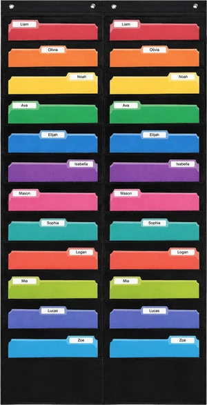 24 Pocket File Pocket Chart, Black, 28" x 55" Versatile Wall Hanging File Folder Organizer for Classrooms, Offices, Home, and More - Wall Folder Organizer 24 Pocket File Pocket Chart, Black, 28" x 55" Versatile Wall Hanging File Folder Organizer for Classrooms, Offices, Home, and More - Wall Folder Organizer
