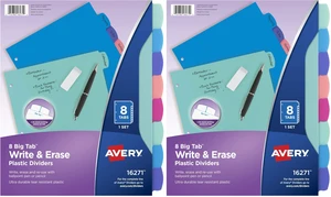 Write & Erase Dividers for 3 Ring Binders, 8 Tabs per Set, Multicolor Big Tabs, Pastels, Binder Dividers Great for Organizing Reports, Projects, and More (16271) (Pack of 2) Write & Erase Dividers for 3 Ring Binders, 8 Tabs per Set, Multicolor Big Tabs, Pastels, Binder Dividers Great for Organizing Reports, Projects, and More (16271) (Pack of 2)