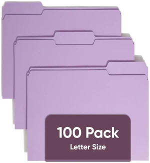 Colored File Folder, 1/3-Cut Tab, Letter Size, Lavender, 100 per Box (12443) Colored File Folder, 1/3-Cut Tab, Letter Size, Lavender, 100 per Box (12443)
