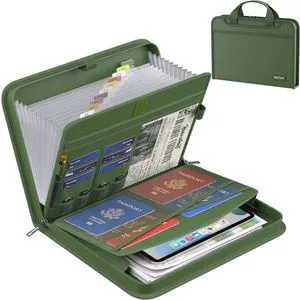 Accordion File Organizer,Fireproof Expanding File Folder with Multi Pockets,13 Pockets Document Organizer with Handle & Labels,Portable Home Travel Safe Storage for Letter A4 Files,Green Accordion File Organizer,Fireproof Expanding File Folder with Multi Pockets,13 Pockets Document Organizer with Handle & Labels,Portable Home Travel Safe Storage for Letter A4 Files,Green