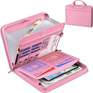 Accordion File Organizer,Fireproof Expanding File Folder with Multi Pockets,13 Pockets Document Organizer with Handle & Labels,Portable Home Travel Safe Storage Folder for Letter A4 Files,Pink Accordion File Organizer,Fireproof Expanding File Folder with Multi Pockets,13 Pockets Document Organizer with Handle & Labels,Portable Home Travel Safe Storage Folder for Letter A4 Files,Pink