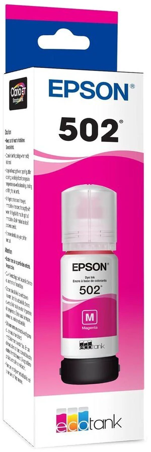 502 EcoTank Ink Ultra-high Capacity Bottle Magenta Works with ET-2750, 2760, 2850, 3750, 3760, 3850, 4850, and other select models 502 EcoTank Ink Ultra-high Capacity Bottle Magenta Works with ET-2750, 2760, 2850, 3750, 3760, 3850, 4850, and other select models