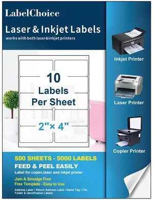 500 Sheets 5000 Pcs 2x4 10 Up Shipping Address Labels Compatible with Laser and Inkjet Printers, 2x4 10 Per Page Strong Adhesive Internet Mailing Shipping Labels 500 Sheets 5000 Pcs 2x4 10 Up Shipping Address Labels Compatible with Laser and Inkjet Printers, 2x4 10 Per Page Strong Adhesive Internet Mailing Shipping Labels