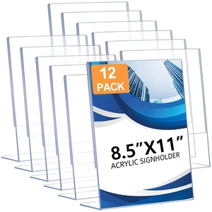 12 Pack Acrylic Sign Holder 8.5 x 11, Clear Plastic Display Stands for Tabletop, L-Shape Acrylic Stands for Flyers, Documents, Office, Restaurants, Vertical Sign Holder 8.5x11 for Desktop 12 Pack Acrylic Sign Holder 8.5 x 11, Clear Plastic Display Stands for Tabletop, L-Shape Acrylic Stands for Flyers, Documents, Office, Restaurants, Vertical Sign Holder 8.5x11 for Desktop