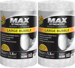 Max Strength Bubble Cushioning Wrap for Moving&Shipping,15FT,Large Packing Wrap for Heavy Duty Protection Packaging Boxes,Clear Bubble Roll Moving Supplies,Perforated Every 12",(Pack of 2) Max Strength Bubble Cushioning Wrap for Moving&Shipping,15FT,Large Packing Wrap for Heavy Duty Protection Packaging Boxes,Clear Bubble Roll Moving Supplies,Perforated Every 12",(Pack of 2)