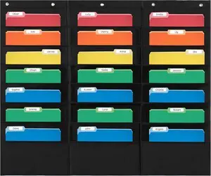 21 Pocket File Pocket Chart, Black, 42" Wide x 35" Tall Versatile Wall Hanging File Folder Organizer for Classrooms, Offices, Home, and More - Wall Folder Organizer 21 Pocket File Pocket Chart, Black, 42" Wide x 35" Tall Versatile Wall Hanging File Folder Organizer for Classrooms, Offices, Home, and More - Wall Folder Organizer