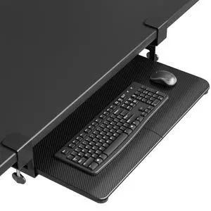 Under Desk Keyboard Tray, Pull-Out Keyboard & Mouse Platform C-Clamp Mount, Space-Saving Ergonomic Slide-Out Drawer, 31.3 in Including Clamps, 25.6 x 11.8 in Tray, Black Carbon Fiber Under Desk Keyboard Tray, Pull-Out Keyboard & Mouse Platform C-Clamp Mount, Space-Saving Ergonomic Slide-Out Drawer, 31.3 in Including Clamps, 25.6 x 11.8 in Tray, Black Carbon Fiber