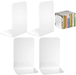White Metal Bookends: 2 Pairs for Heavy Books and Shelves White Metal Bookends: 2 Pairs for Heavy Books and Shelves
