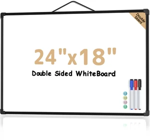 White Board for Wall, 24" x 18" Double Sided Whiteboard,Black Frame Double sided Dry Erase Board, Hanging for Home, School, Office, Includes 3 Dry Erase Markers 4 magnets Double Sided Tapes White Board for Wall, 24" x 18" Double Sided Whiteboard,Black Frame Double sided Dry Erase Board, Hanging for Home, School, Office, Includes 3 Dry Erase Markers 4 magnets Double Sided Tapes