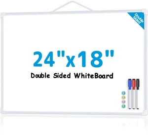 White Board for Wall, 24" x 18" Double Sided Dry Erase Board, White Double sided Whitboard, Includes 3 Dry Erase Markers 4 magnets Double Sided Tapes, Portable, Hanging for Home, School, Office White Board for Wall, 24" x 18" Double Sided Dry Erase Board, White Double sided Whitboard, Includes 3 Dry Erase Markers 4 magnets Double Sided Tapes, Portable, Hanging for Home, School, Office