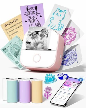Sticker Printer T02 Sticker Maker Machine with 6 Rolls Paper Gifts for Teen Girls, Portable AI Mini Printer Sticker Makerm, Bluetooth Print Pod for Study Note, Journal, Photos, DIY, Gift Sticker Printer T02 Sticker Maker Machine with 6 Rolls Paper Gifts for Teen Girls, Portable AI Mini Printer Sticker Makerm, Bluetooth Print Pod for Study Note, Journal, Photos, DIY, Gift