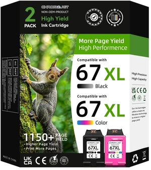 Printer Ink 67 Compatible for HP 67 Ink Cartridges Black/Color Combo Pack for HP Ink 67 for HP 67 Ink Fit for DeskJet 2855e 2800e 4155e 2755e 2700 2700e 4100 4255e Envy 6055e 6455e 6000 6400 Printer Printer Ink 67 Compatible for HP 67 Ink Cartridges Black/Color Combo Pack for HP Ink 67 for HP 67 Ink Fit for DeskJet 2855e 2800e 4155e 2755e 2700 2700e 4100 4255e Envy 6055e 6455e 6000 6400 Printer