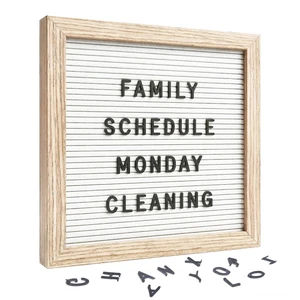 White Felt Letter Board 10x10in, 336 Letters, Wood Frame Message Board White message board with wood frame, easel stand and wall hanger for home, office, classroom and business displays White Felt Letter Board 10x10in, 336 Letters, Wood Frame Message Board White message board with wood frame, easel stand and wall hanger for home, office, classroom and business displays