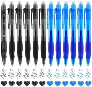 Retractable 6 Black 6 Blue Erasable Gel Pens Clicker, Fine Point(0.5mm),Make Mistakes Disappear, Premium Comfortable Grip, Smooth Writing Pen Office Back-to-School Supplies Retractable 6 Black 6 Blue Erasable Gel Pens Clicker, Fine Point(0.5mm),Make Mistakes Disappear, Premium Comfortable Grip, Smooth Writing Pen Office Back-to-School Supplies