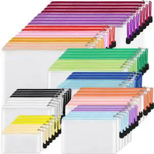 56pcs Mesh Zipper Pouch, Waterproof Zipper Bags, 8 Sizes Plastic Travel Pouch, 18 Colors, Multipurpose for Travel Storage, Office Appliances 56pcs Mesh Zipper Pouch, Waterproof Zipper Bags, 8 Sizes Plastic Travel Pouch, 18 Colors, Multipurpose for Travel Storage, Office Appliances