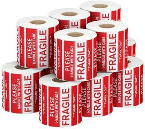3 x 2 inch Handle with Care Fragile Thank You Warning Packing Shipping Label Stickers Permanent Adhesive (12 Rolls, 6000 Labels) 3 x 2 inch Handle with Care Fragile Thank You Warning Packing Shipping Label Stickers Permanent Adhesive (12 Rolls, 6000 Labels)