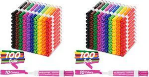 Dry Erase Markers, Chisel Tip Whiteboard Markers, Low Odor Thick Dry Markers, 100 Bulk 10 Assorted Colors for Teachers, Classroom, Office & Home Use (Pack of 2) Dry Erase Markers, Chisel Tip Whiteboard Markers, Low Odor Thick Dry Markers, 100 Bulk 10 Assorted Colors for Teachers, Classroom, Office & Home Use (Pack of 2)