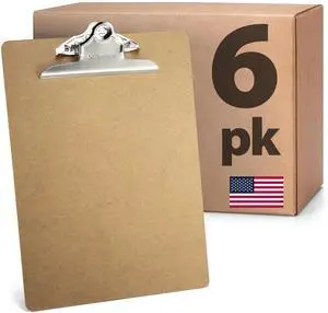 Recycled Wood Clipboards, 9 x 12.5-Inches, 6-Inch Rust-Resistant Clip, Hardboard Writing Surface, 6-Pack, Brown Recycled Wood Clipboards, 9 x 12.5-Inches, 6-Inch Rust-Resistant Clip, Hardboard Writing Surface, 6-Pack, Brown