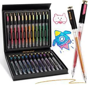 Retractable Aurasparkle Glitter Gel Pens, 24 Large Capacity Metallic Pens 1 mm Fine Point Smooth Writing Color Pen for Adult Coloring Book Note Taking Aesthetic Art Supplies Retractable Aurasparkle Glitter Gel Pens, 24 Large Capacity Metallic Pens 1 mm Fine Point Smooth Writing Color Pen for Adult Coloring Book Note Taking Aesthetic Art Supplies