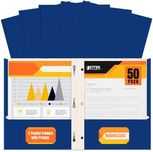 Blue Paper 2 Pocket Folders with Prongs, 50 Pack, Matte Texture, Letter Size Paper Folders, 50 Pack, with 3 Metal Prong Fastener Clips, Blue Blue Paper 2 Pocket Folders with Prongs, 50 Pack, Matte Texture, Letter Size Paper Folders, 50 Pack, with 3 Metal Prong Fastener Clips, Blue