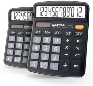 Desktop Calculator, 12 Digit Large LCD Display, Dual Power, Sensitive Big Button, Standard Function Calculators for Office, School and Business, CD-2786 2 Pack, 2 Blacks Desktop Calculator, 12 Digit Large LCD Display, Dual Power, Sensitive Big Button, Standard Function Calculators for Office, School and Business, CD-2786 2 Pack, 2 Blacks