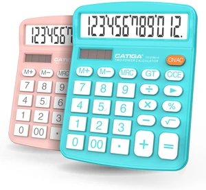 Desktop Calculator, 12 Digit Large LCD Display, Dual Power, Sensitive Big Button, Standard Function Calculators for Office, School and Business, CD-2786 2 Pack, Light Blue&Pink Desktop Calculator, 12 Digit Large LCD Display, Dual Power, Sensitive Big Button, Standard Function Calculators for Office, School and Business, CD-2786 2 Pack, Light Blue&Pink