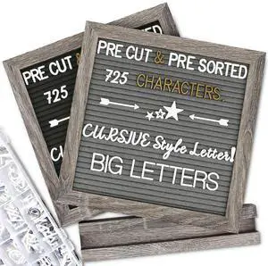 Double Sided Felt Letter Board with Letters - Pre Cut & Sorted 725 letters with Stand, Cursive Style Letters, Big Letters, Plastic Organizer, Tabletop Display, Rustic Farmhouse Wall Decor Double Sided Felt Letter Board with Letters - Pre Cut & Sorted 725 letters with Stand, Cursive Style Letters, Big Letters, Plastic Organizer, Tabletop Display, Rustic Farmhouse Wall Decor